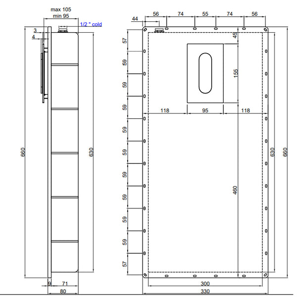 Antonio Lupi Design Tenso Idroscopino Ad Incasso Con Flessibile 85 Cm In Acciaio Lucido