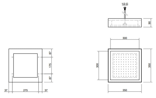 Antonio Lupi Design fuorimeteo fms10 Soffione A Soffitto Cm 35x35 H 9 Finitura Bianco