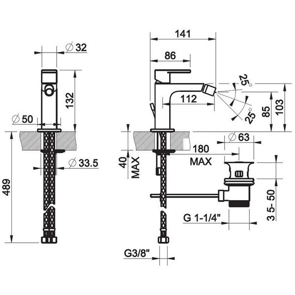 Gessi Via Manzoni Miscelatore Bidet con piletta Cromo 38607