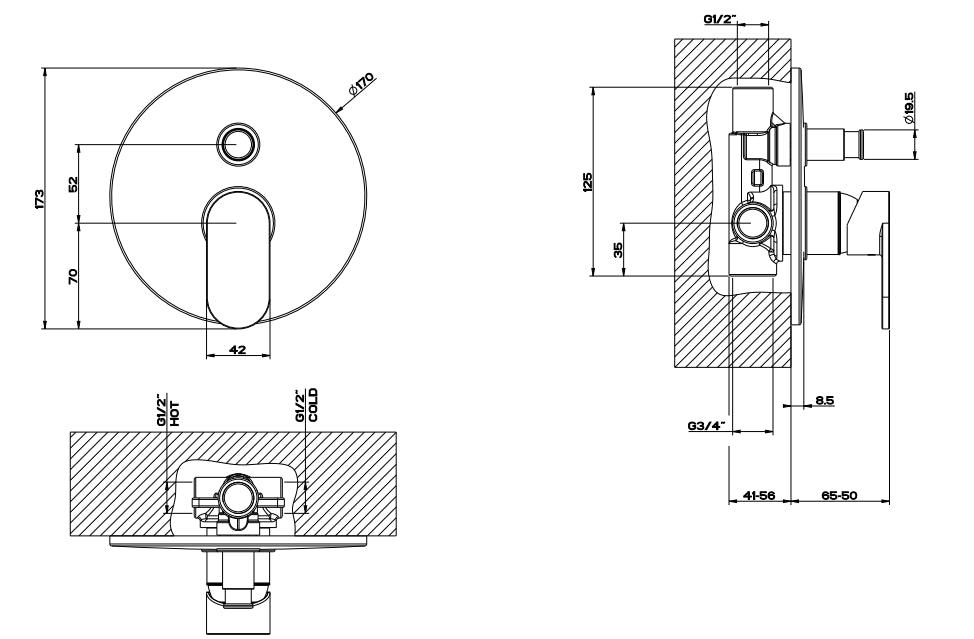 Parti Esterne Per Miscelatore Monocomando senza parte Incasso Cromo Via Bagutta 35956 Emporio Gessi