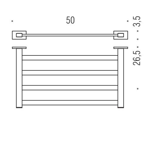 colombo Look Rack portasciugamani 50x26 Cromo, dettaglio ravvicinato del materiale e dell'aggancio - Colombo Design