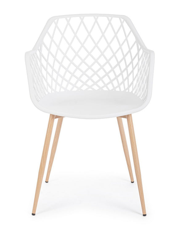 Andrea Bizzotto Optik sedia di design con gambe in acciaio bianco