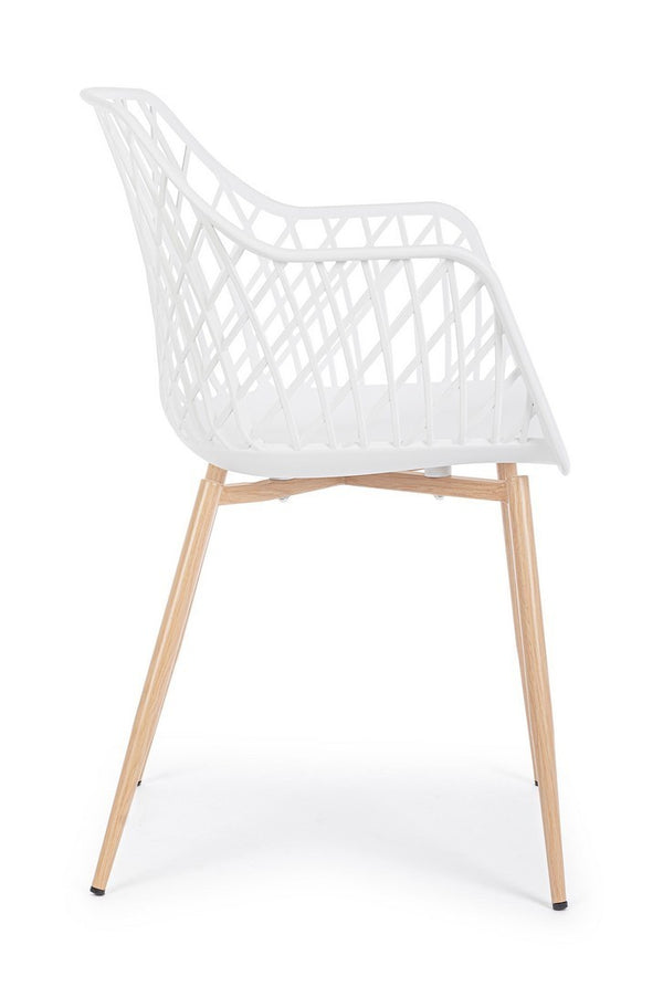 Andrea Bizzotto Optik sedia di design con gambe in acciaio bianco