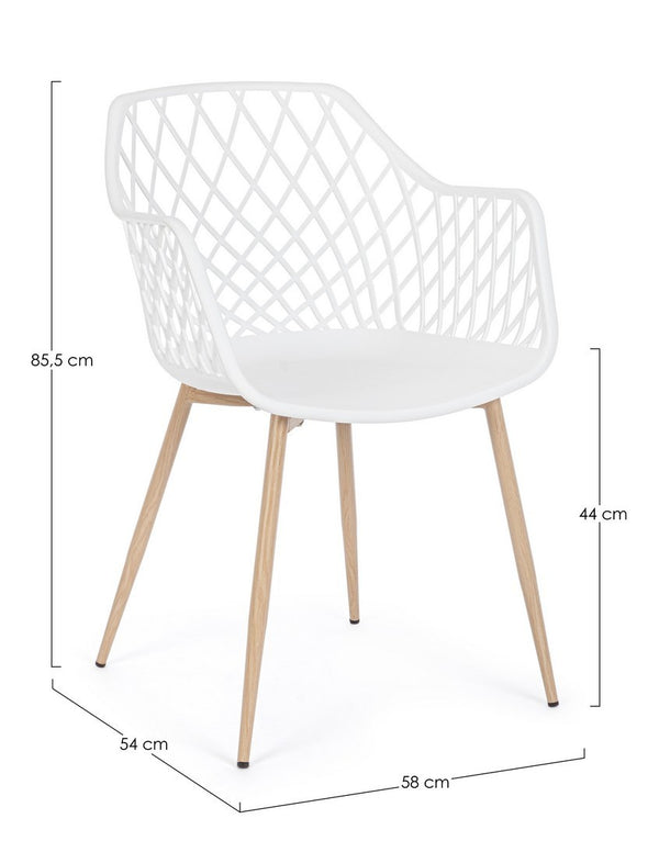 Andrea Bizzotto Optik sedia di design con gambe in acciaio bianco