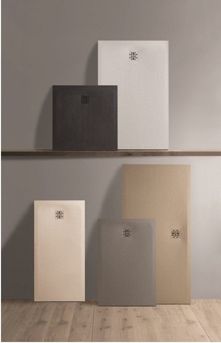 Globo Docciapietra Piatto doccia 80x80 cm H 3 reversibile in mineralsolid da appoggio o filo pavimento con piletta nero