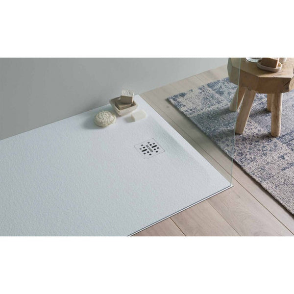 Globo Docciapietra Piatto doccia 100x70 in mineralsolid bianco