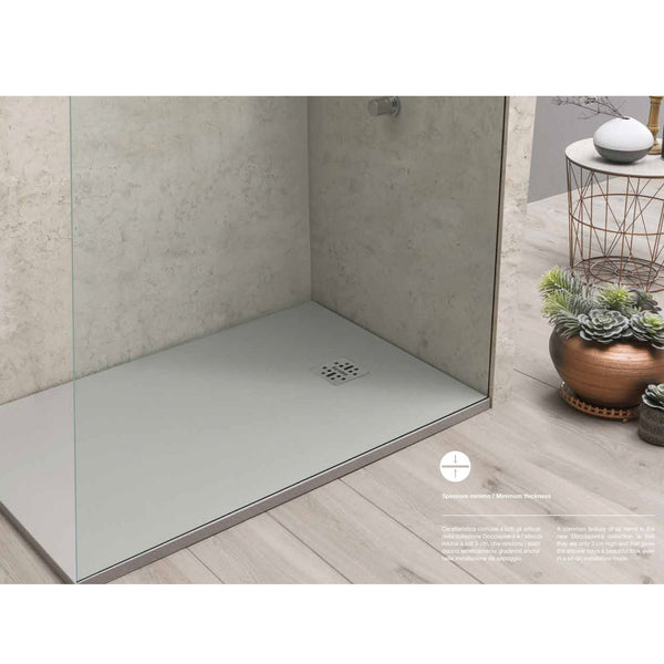 Globo Docciapietra Piatto doccia 90x70 cm H 3 reversibile in mineralsolid Tortora