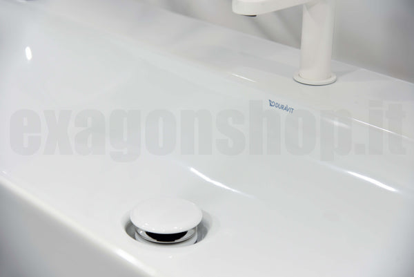Lavabo 100x47 Rettificato da appoggio monoforo senza troppopieno con piletta e tappo in ceramica bianco Durasquare 2353100071 Duravit