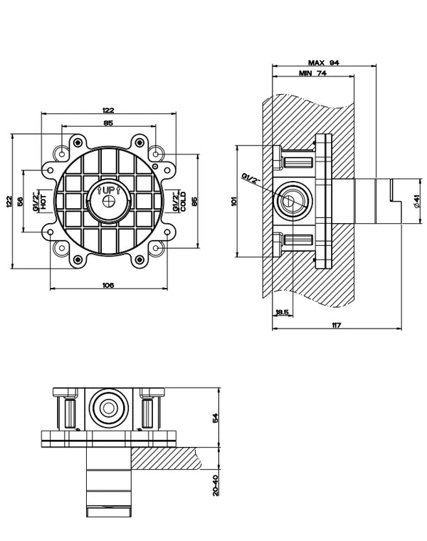 Gessi Parte Incasso A Tenuta Per Miscelatore Con Bocca Cromo Cono 45097