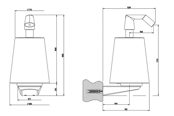 Dispenser porta sapone liquido a Muro cromo Cono 45413 Gessi