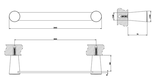 Gessi Cono Portasciugamani 34 cm a muro Cromo Lucido, dettaglio ravvicinato del materiale e dell'aggancio