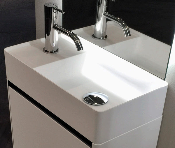 Lavabo lavamani 25x45 scarico a destra In Flumood Simplomani versione A Antonio Lupi