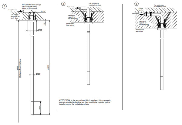 Gessi Flessa Bocca lavabo a Soffitto 160 cm con Comando Remoto 726 Warm Bronze Brushed PVD 54099