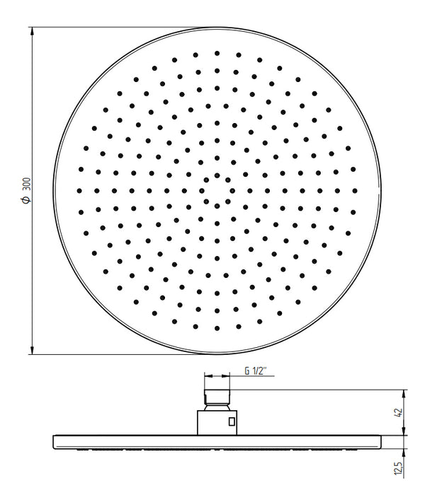 Soffione tondo 30 cm anticalcare con ugelli in silicone erogazione a pioggia cromo