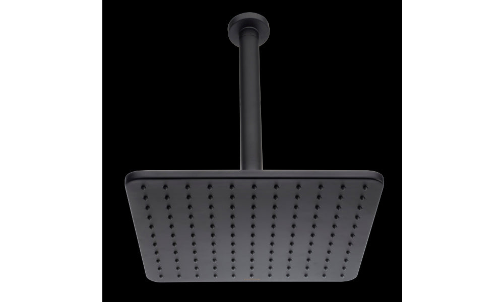 Soffione doccia 28x28 quadro con braccio verticale a soffitto Nero Opaco Cosmo H30598G00073009 Bossini