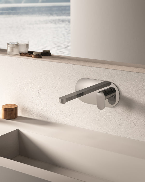 Paffoni Candy CA104 Miscelatore lavabo ad Incasso Piastra, vista laterale del profilo e della forma