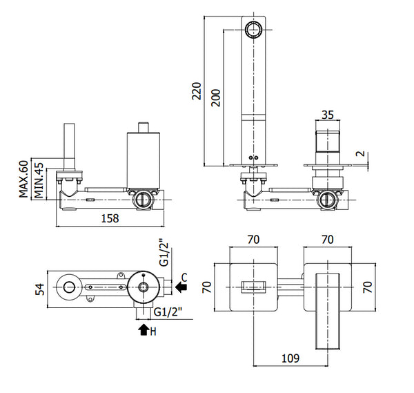 Paffoni Effe Ef104cr70 Miscelatore Lavabo Incasso 2 Fori Cromo
