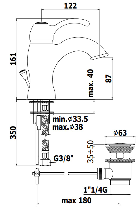 Paffoni Flavia Fa071 Miscelatore Lavabo monocomando Senza Scarico Cromo