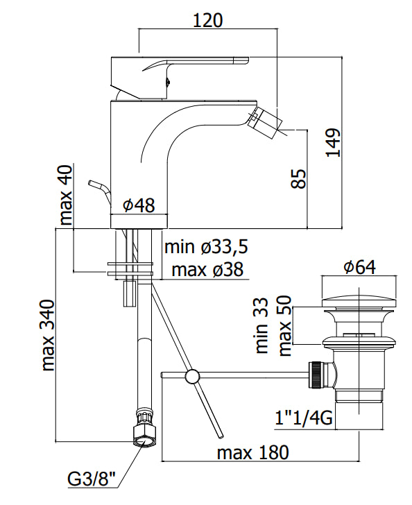 Paffoni Green Gr131k Miscelatore Bidet Con Scarico Clic Clak Cromo