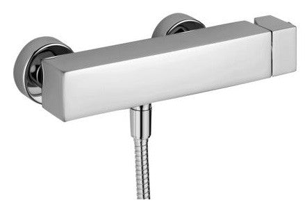 Paffoni Level Lec168st Miscelatore Doccia Esterno Leva Cubo, dettaglio ravvicinato della finitura e del marchio