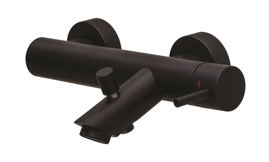 Paffoni Light Lig022no Miscelatore Vasca Senza Duplex Nero ambientato in box doccia con pareti in vetro