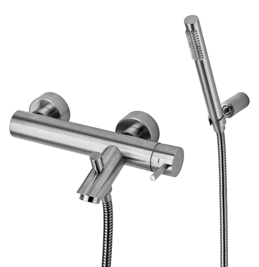 Paffoni Light Lig023st Miscelatore Vasca Con Set Doccetta ambientato in box doccia con pareti in vetro