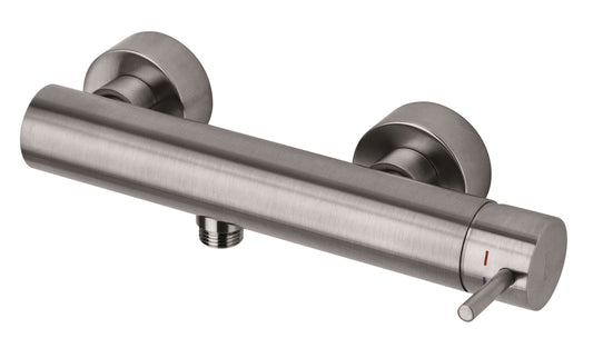 Paffoni Light Lig168st Miscelatore Doccia Esterno Steel, dettaglio ravvicinato della finitura e del marchio
