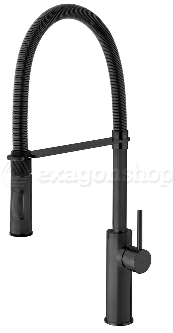 Paffoni Light Lig179nono Miscelatore Cucina Professional 2 Getti Abs Minimal Con Molla Nero Opaco