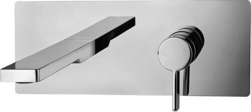 Paffoni Rock Miscelatore lavabo Incasso 2 Fori bocca 24 cm, vista frontale su sfondo bianco