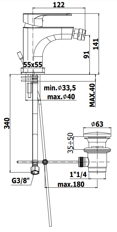 Paffoni Sly Sy131k Miscelatore Bidet Con Scarico Clic Clak Cromo