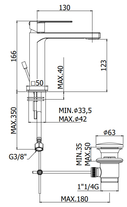 Paffoni Tango TA071 Miscelatore lavabo senza scarico cromo