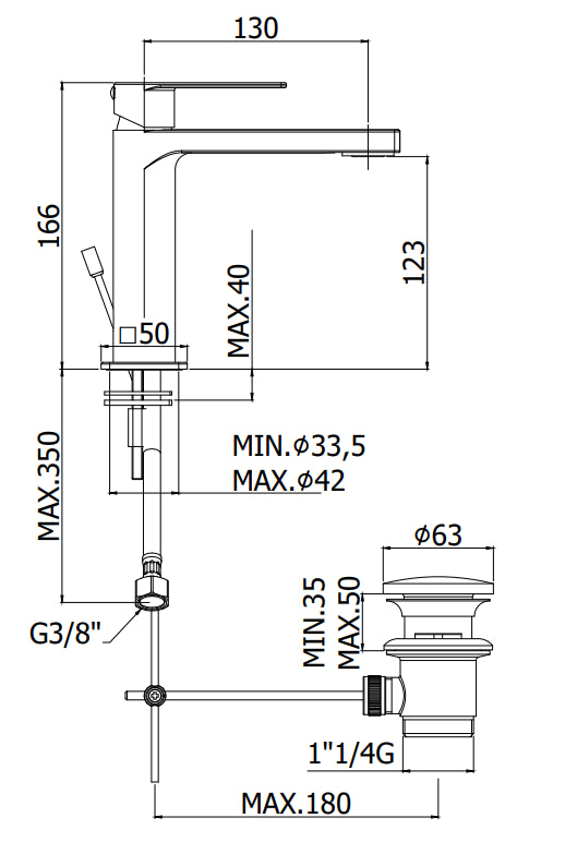 Paffoni Steel Ta075st Miscelatore Lavabo Con Piletta Steel Looking Acciaio