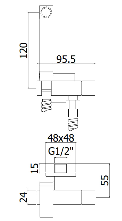 Paffoni tweet square doccino bidet quadro solo acqua fredda cromo