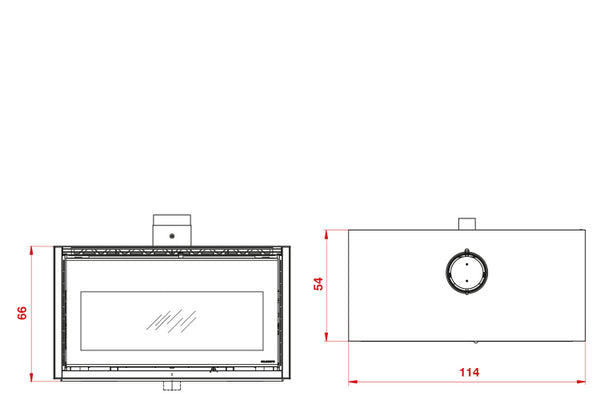 Stufa A Legna ad aria 12 Kw con focolare in Thermofix in acciaio nero Palazzetti Iki 16:9