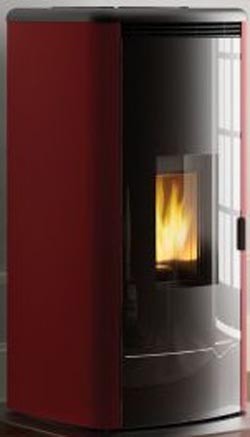 Stufa A Pellet Ventilata ad acqua con top in ghisa e acciaio rosso Palazzetti Maida Idro 18t