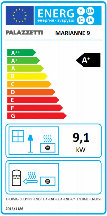 Palazzetti Marianne 9 Stufa ermetica A Pellet Ecofire ad Aria con uscita fumi superiore in pietra Ollare
