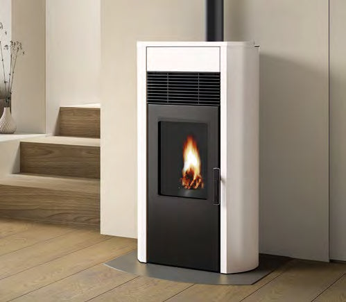 Royal roberta air 120 us stufa a pellet ad aria 12kw in acciaio bianco