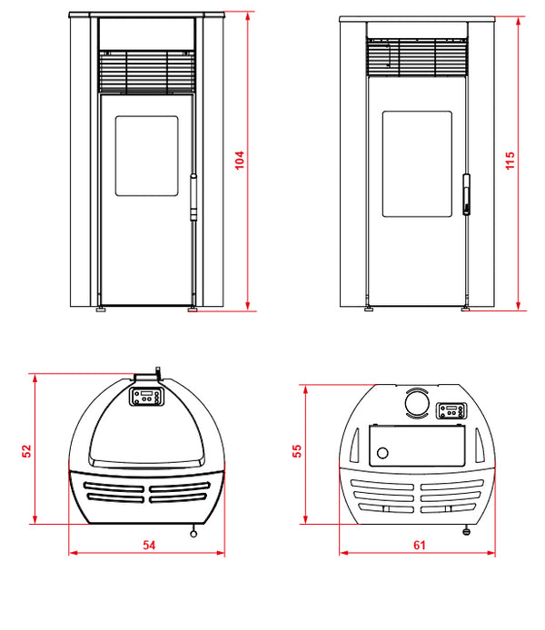 Royal Roberta Air 120 Stufa A Pellet Ad Aria Con Top In Ceramica 12 Kw In Acciaio Bianco