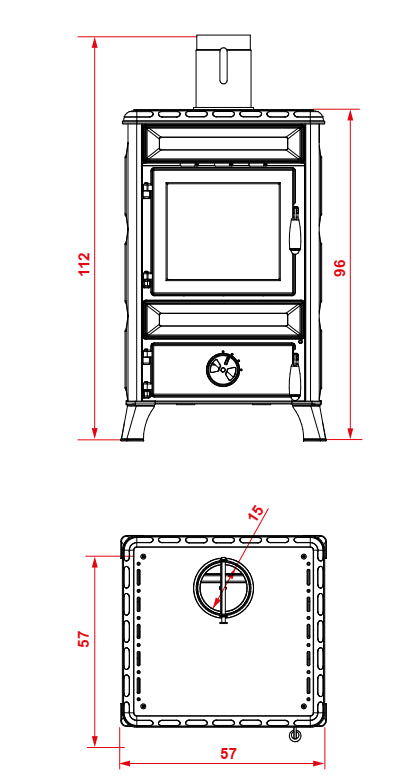 Royal Mary Stufa A Legna Focolare In Ghisa 8kw In Ceramica Rosso