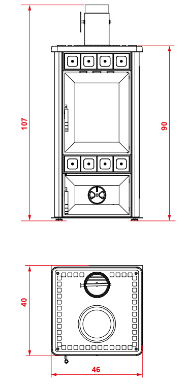 Royal King S Stufa A Legna Ceramicata 6kw 46x40x90 Cm In Acciaio Rosso