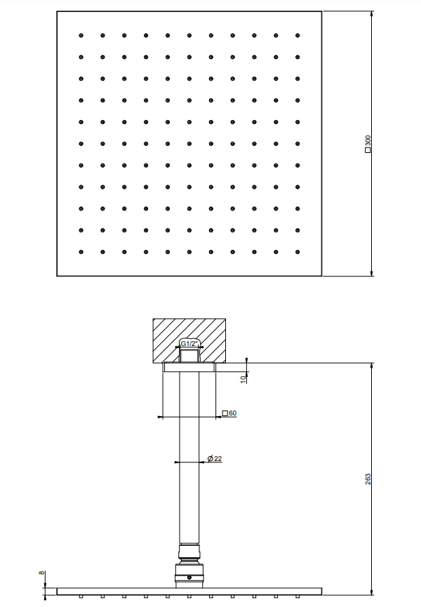 Soffione Doccia orientabile con braccio a Soffitto cromo Gessi Emporio 47362