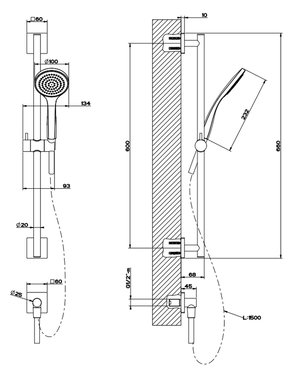 Gessi Emporio Asta Saliscendi Con Doccetta Cromo 47316