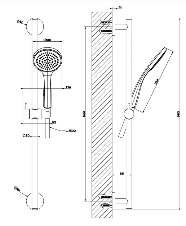 Asta Saliscendi Con Doccetta Anticalcare Monogetto E Flessibile Cromo 47304 Gessi Emporio