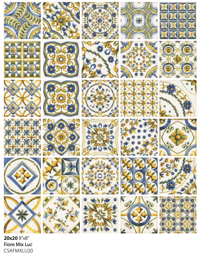 Rivestimento decoro 20x20 Mix Lucido Vita Fiore CSAFMXLU20 Ceramica Sant Agostino