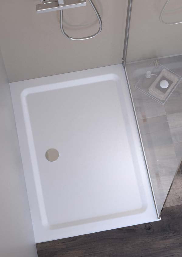 Piatto Doccia 120x70 rettangolare H 3,5 In Solilux Resina e Fibra Cristallo bianco Lucido Ponsi