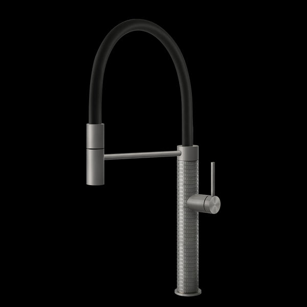 Miscelatore Cucina Semi Pro con Canna Girevole E Doccetta Estraibile 1 Getto Acciaio Spazzolato Flessa 60010 Gessi