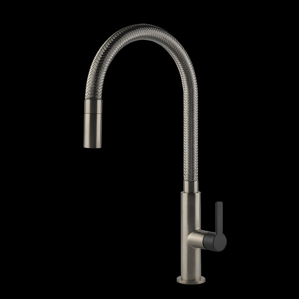 Miscelatore Cucina con Canna Girevole E Doccetta Estraibile Mono Getto Finox Nero Opaco Mesh 60003 Gessi