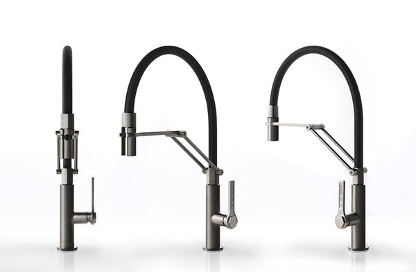 Miscelatore Cucina Semi Pro Canna Girevole E Doccetta Estraibile A Doppio Getto Finox Officine 60055 Gessi