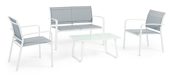 Andrea Bizzotto Arent salotto bianco da Giardino ambientato in spazio living con arredi coordinati