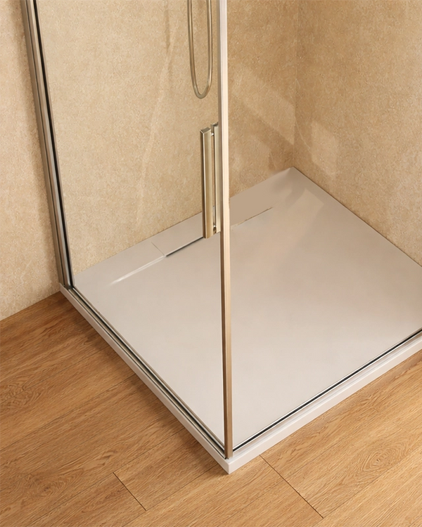 Box doccia 80x100 battente vetro temperato 6 mm 195 H cromo Cromo Lucido, dettaglio dei profili e delle cerniere in...
